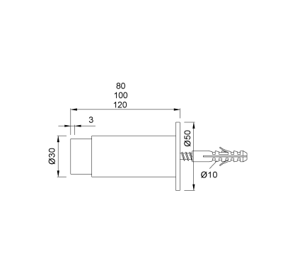 KWS TÜRPUFFER AUFSCHRAUBEN<br/>2064.31 LM E5 SILBERFBG. ELOXIERT