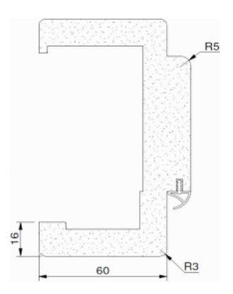 LEBO ZARGE WEISS LACK 9010 DIN LS<br/>198,5 x 73,5 CM    RUND   16,0 CM title=
