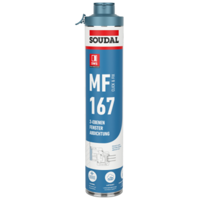 SOUDAL 2-EBENEN FENSTER ABDICHTUNG MF 167<br/>168092   750 ML  CLICK-FIX-SYSTEM  GRAU  (VE12) title=