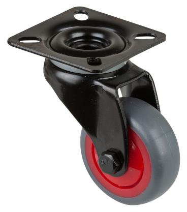 LENKROLLE MIT ANSCHRAUBPLATTE   60 x 60 MM<br/>A800.A85.051.03   THERMOPLASTISCHES GUMMIRAD GRAU title=