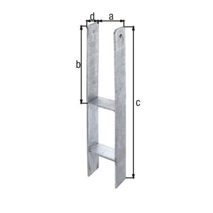 H-PFOSTENTRÄGER  STAHL ROH GALV. VERZ.<br/>213831   100 x 300 x  600 x 60 x 6 MM  (VE1) title=